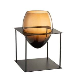 J-line vaas Joyce bruin / zwart metaal glas