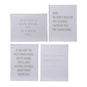 J-line tekstbord quote wit metaal | set van 4