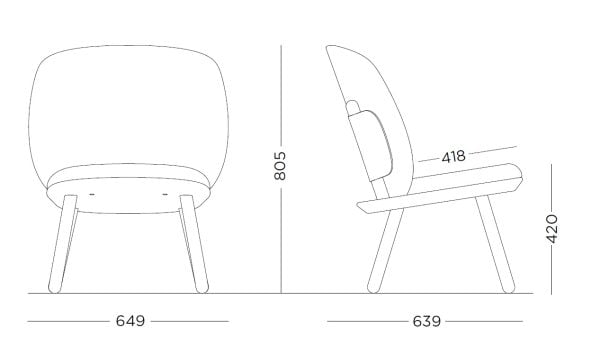 emko naïve low chair bruin leder - Afbeelding 4