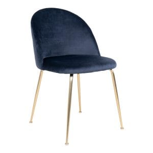 house nordic geneve eetkamerstoel – blauw & messing