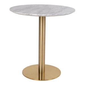 house nordic bolzano eettafel - marmer look & messing - ø70 cm