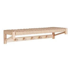 house nordic abano wandkapstok met hoedenplank - rotan