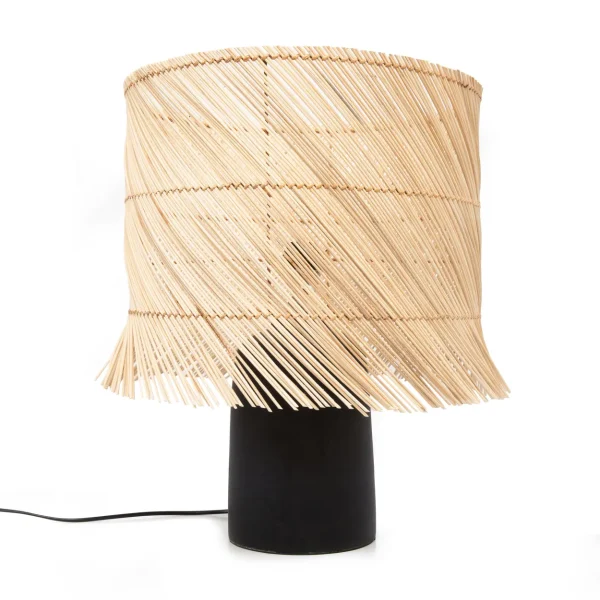 bazar bizar de rattan tafellamp - zwart & naturel