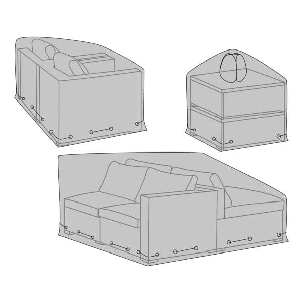 house nordic tuinmeubelhoes - modulaire loungeset - 173 x 60 x 173 cm - set van 3