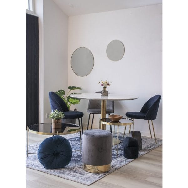 house nordic geneve eetkamerstoel – blauw & messing - Afbeelding 2