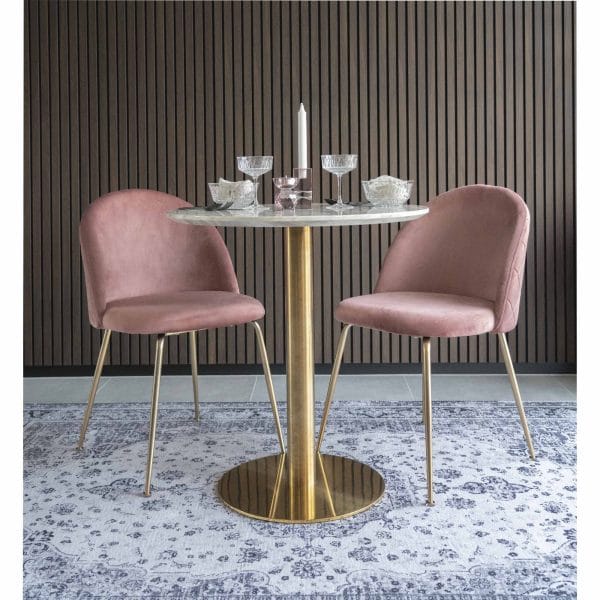 house nordic bolzano eettafel - marmer look & messing - ø70 cm - Afbeelding 2