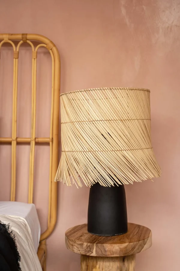 bazar bizar de rattan tafellamp - zwart & naturel - Afbeelding 2