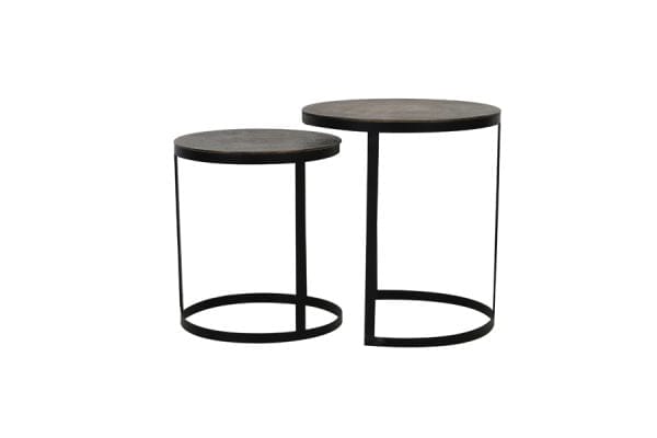 light & living bijzettafel trelo - antiek brons & zwart - set van 2 - Afbeelding 2