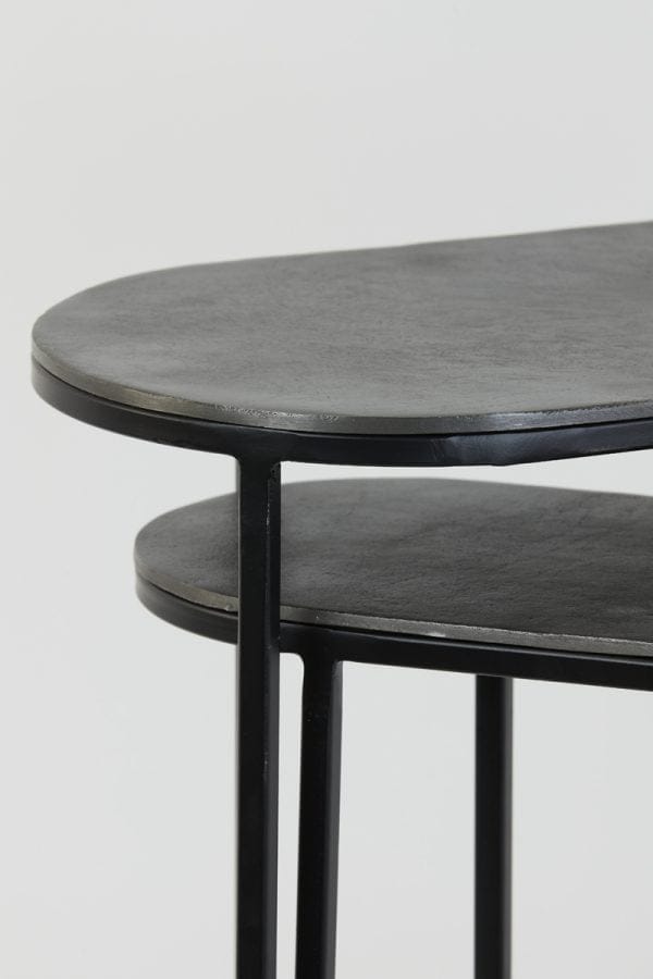 light & living bijzettafel bocov - antiek lood & zwart - set van 2 - Afbeelding 5