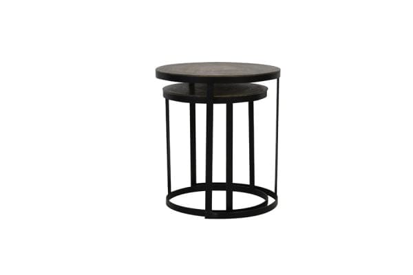 light & living bijzettafel trelo - antiek brons & zwart - set van 2 - Afbeelding 5