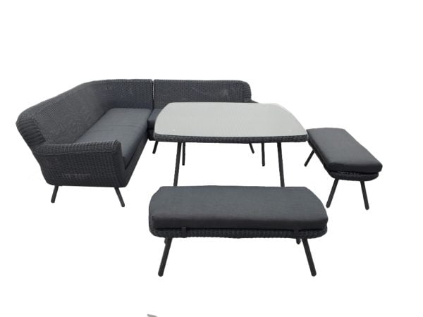 eurofar jonah eettafel loungeset - wicker - antraciet