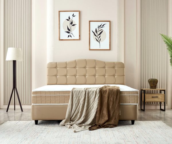 dreamehouse boxspring marrakech - kunstleer - beige - 180x200 - met bergruimte
