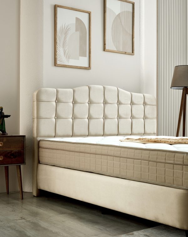 dreamhouse boxspring met bergruimte marrakech - beige - velvet - 180x200, opbergboxspring
