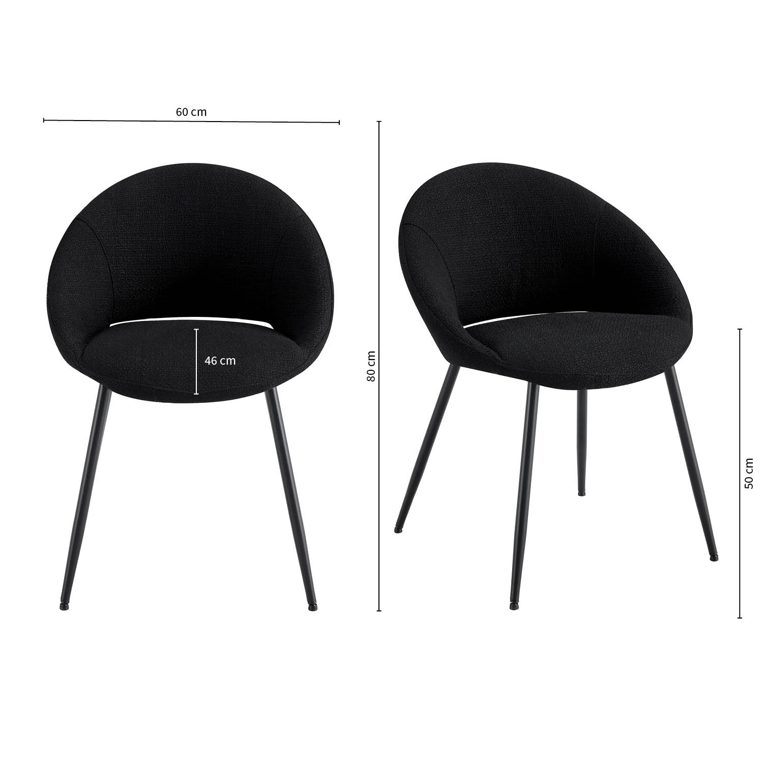 kick eetkamerstoel job - zwart - Afbeelding 8