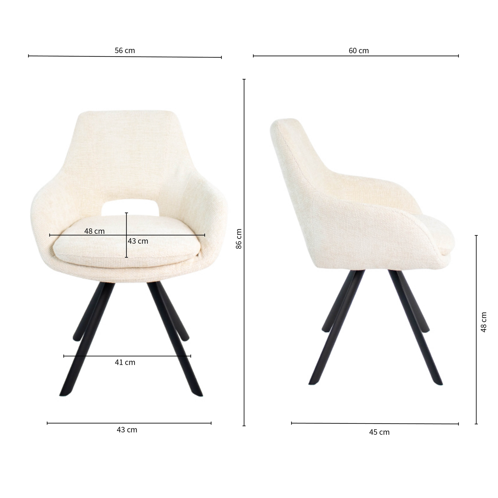 kick eetkamerstoel jorn - crème - Afbeelding 9