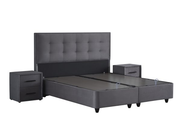 skybedd boxspring modebedd - antraciet - 180x200 - met bergruimte - Afbeelding 9