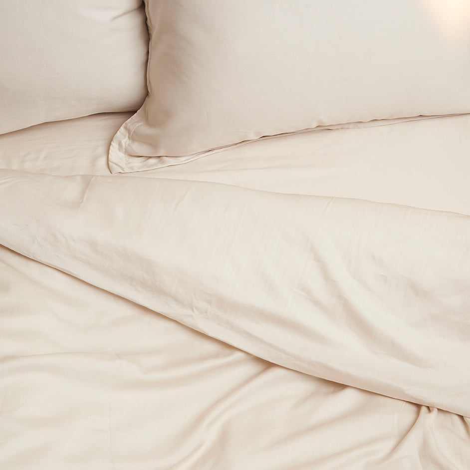 coco & cici tencel dekbedovertrek - beige - 220x240cm