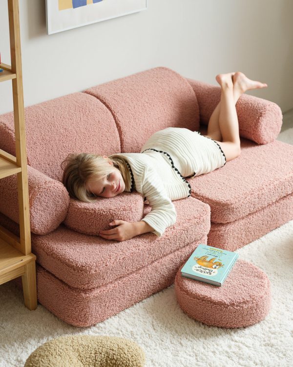 wigiwama speelbank - guava, speelset, kinderen, roze, modulaire bank, pink, teddystof, bohemian, scandinavisch, interieur