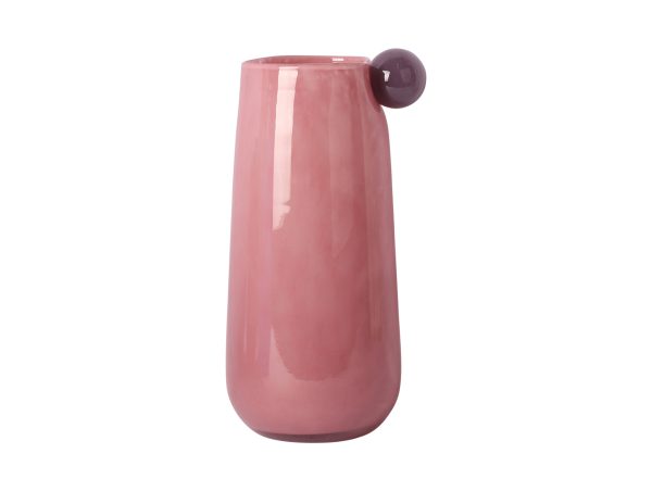 present time vaas bolita - roze - Ø16cm - large - glas, moderne pop-art woonstijl