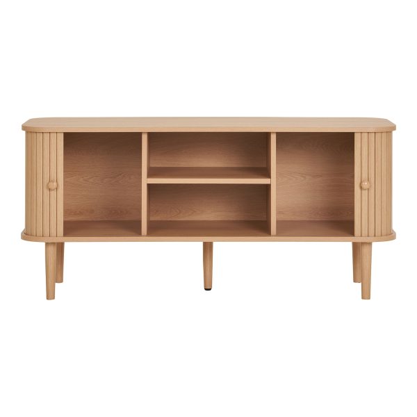 house nordic tv meubel nikko dennenhout latten - basic, bohemian, japandi en vintage woonstijl, 2 deuren