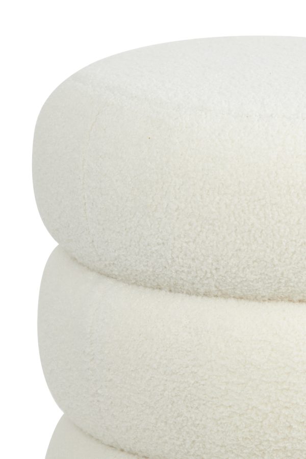 light & living poef kimi - wit - goud - Ø40cm - Afbeelding 2