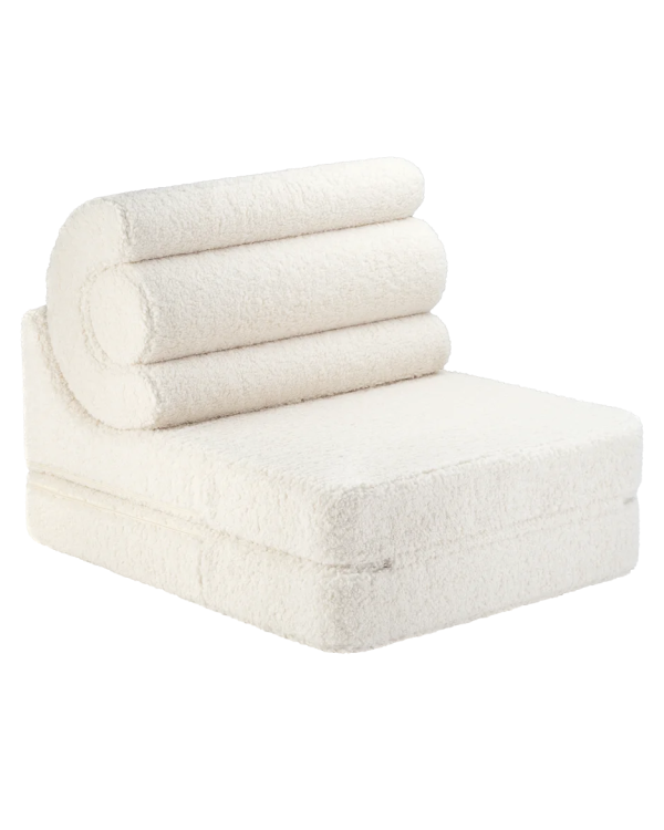 wigiwama flipster kinderstoel – cream white, crème, teddystof, wit, stapelbare speelset, scandinavische kinderkamer