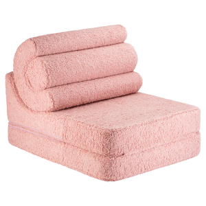 wigiwama flipster kinderstoel – guava pink, teddystof, stapelbare speelset roze