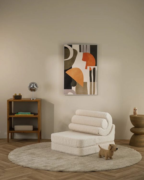 wigiwama flipster kinderstoel – cream white, crème, teddystof, wit, stapelbare speelset, scandinavische kinderkamer