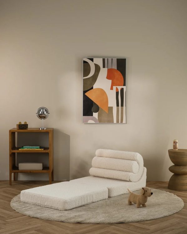 wigiwama flipster kinderstoel – cream white, crème, teddystof, wit, stapelbare speelset, scandinavische kinderkamer