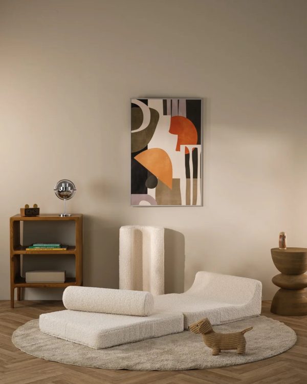 wigiwama flipster kinderstoel – cream white, crème, teddystof, wit, stapelbare speelset, scandinavische kinderkamer