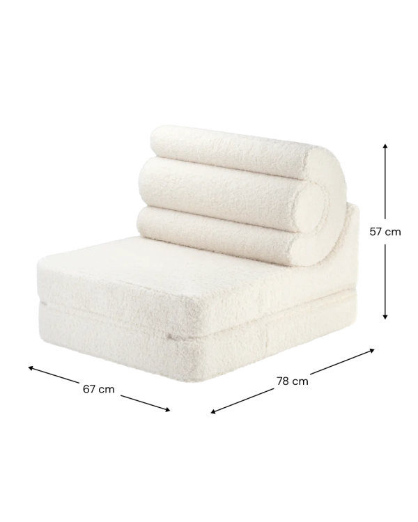 wigiwama flipster kinderstoel – cream white, crème, teddystof, wit, stapelbare speelset, scandinavische kinderkamer