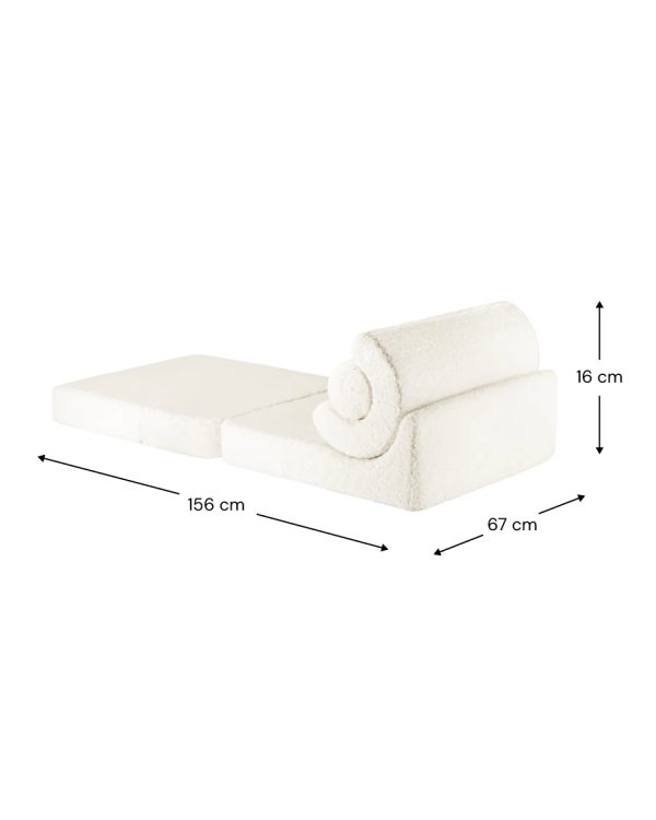wigiwama flipster kinderstoel – cream white, crème, teddystof, wit, stapelbare speelset, scandinavische kinderkamer