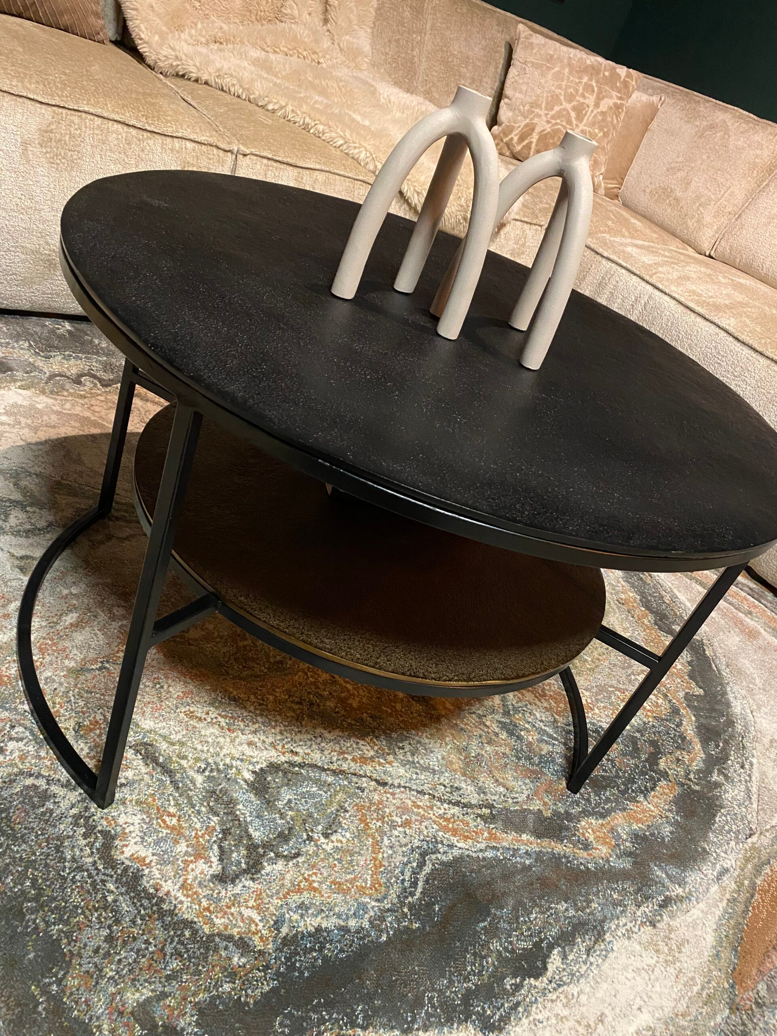 starfurn salontafel lecia - zwart & goud - ø80 cm - Afbeelding 5