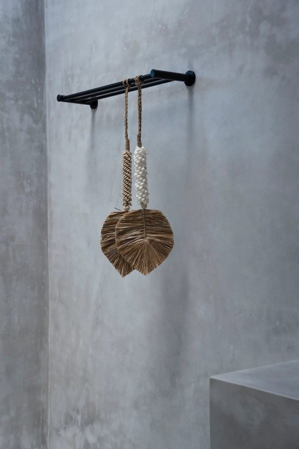 bazar bizar de raffia & schelpen hangdecoratie - wit & naturel - Afbeelding 3