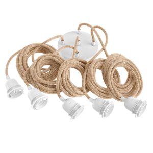 bazar bizar lampfitting voor plafond - naturel & wit - 5 fittings