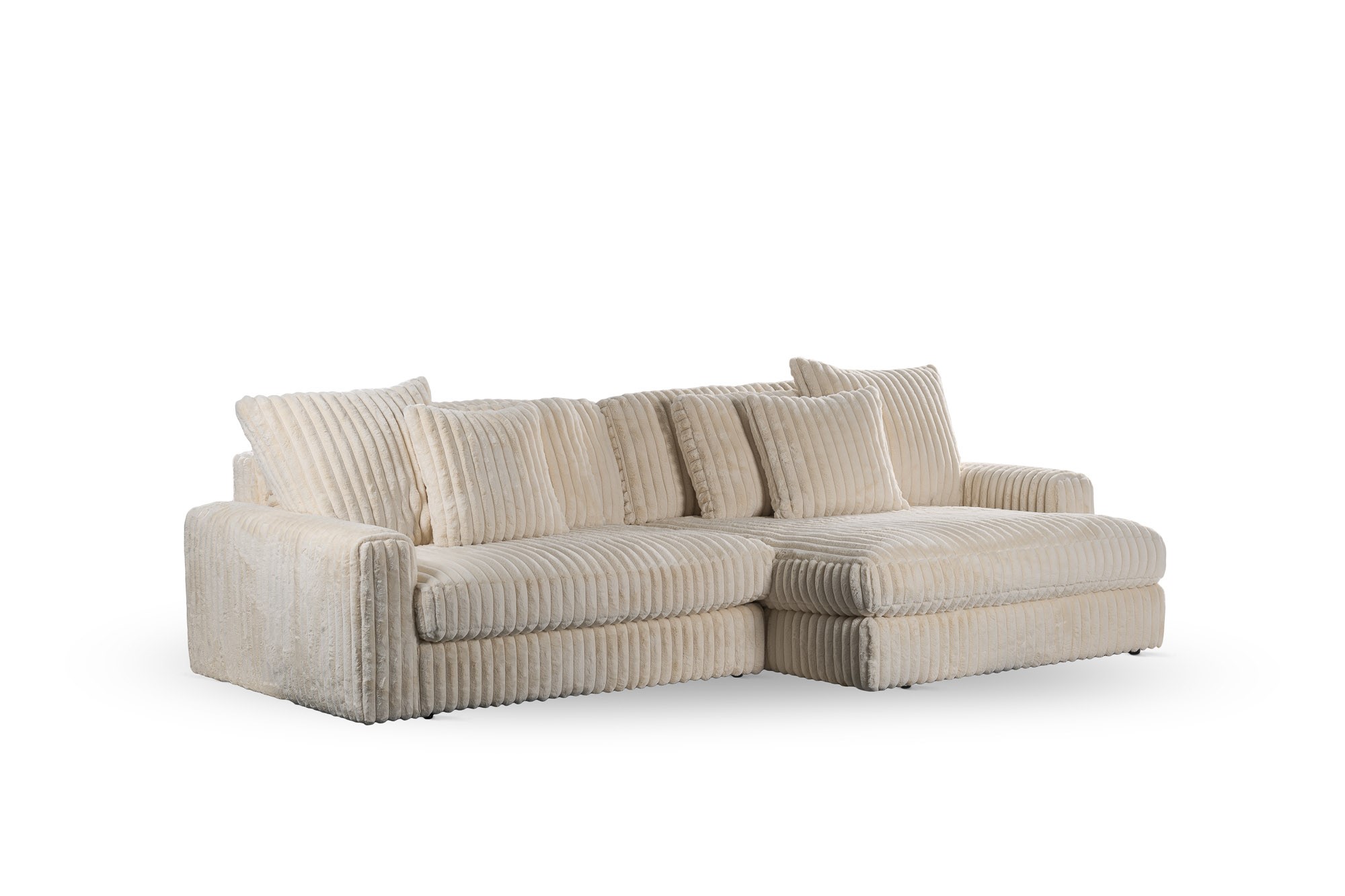 qnus wonen 3-zitsbank met chaise longue - beige - Afbeelding 4