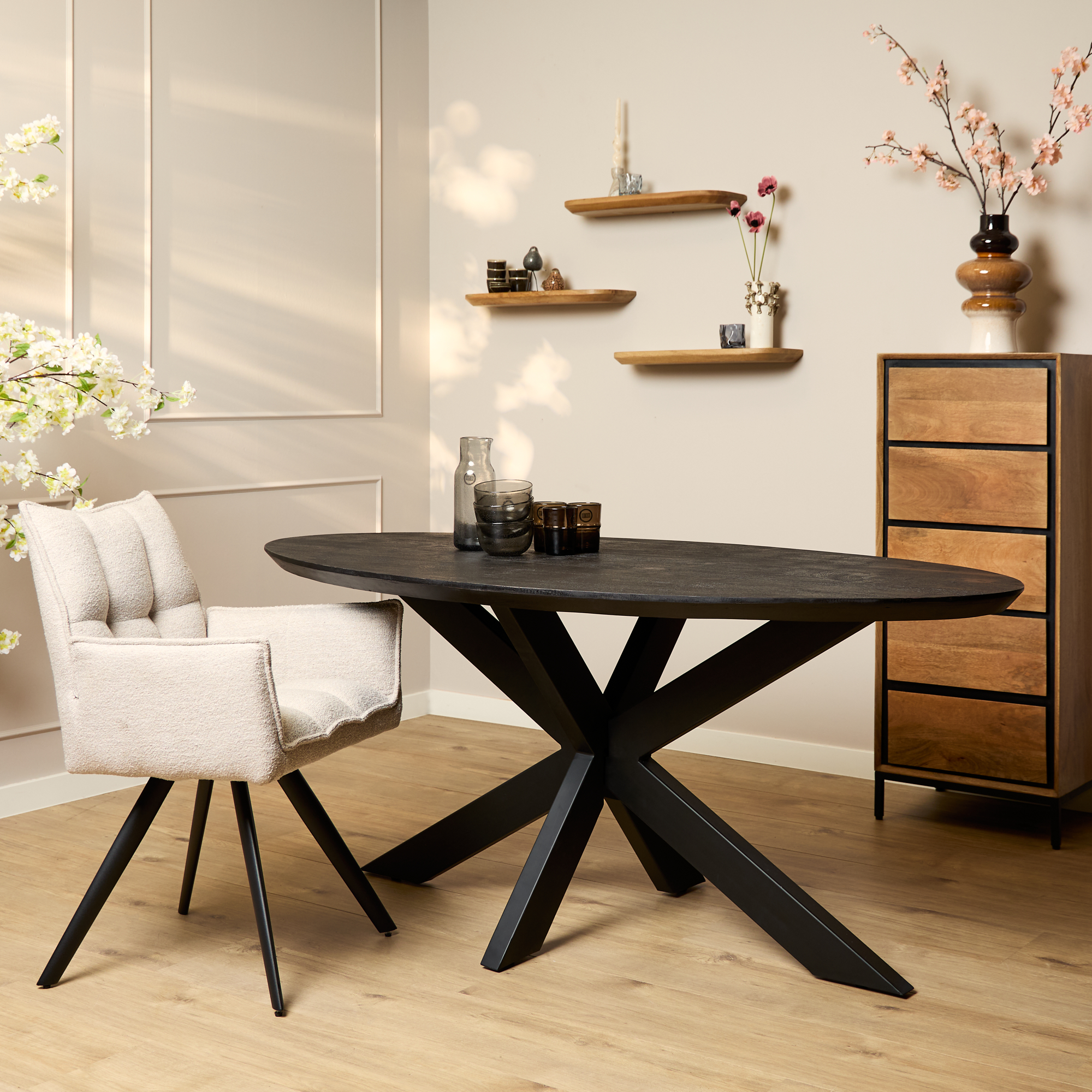 starfurn eettafel brandy - ovaal - 180cm - zwart