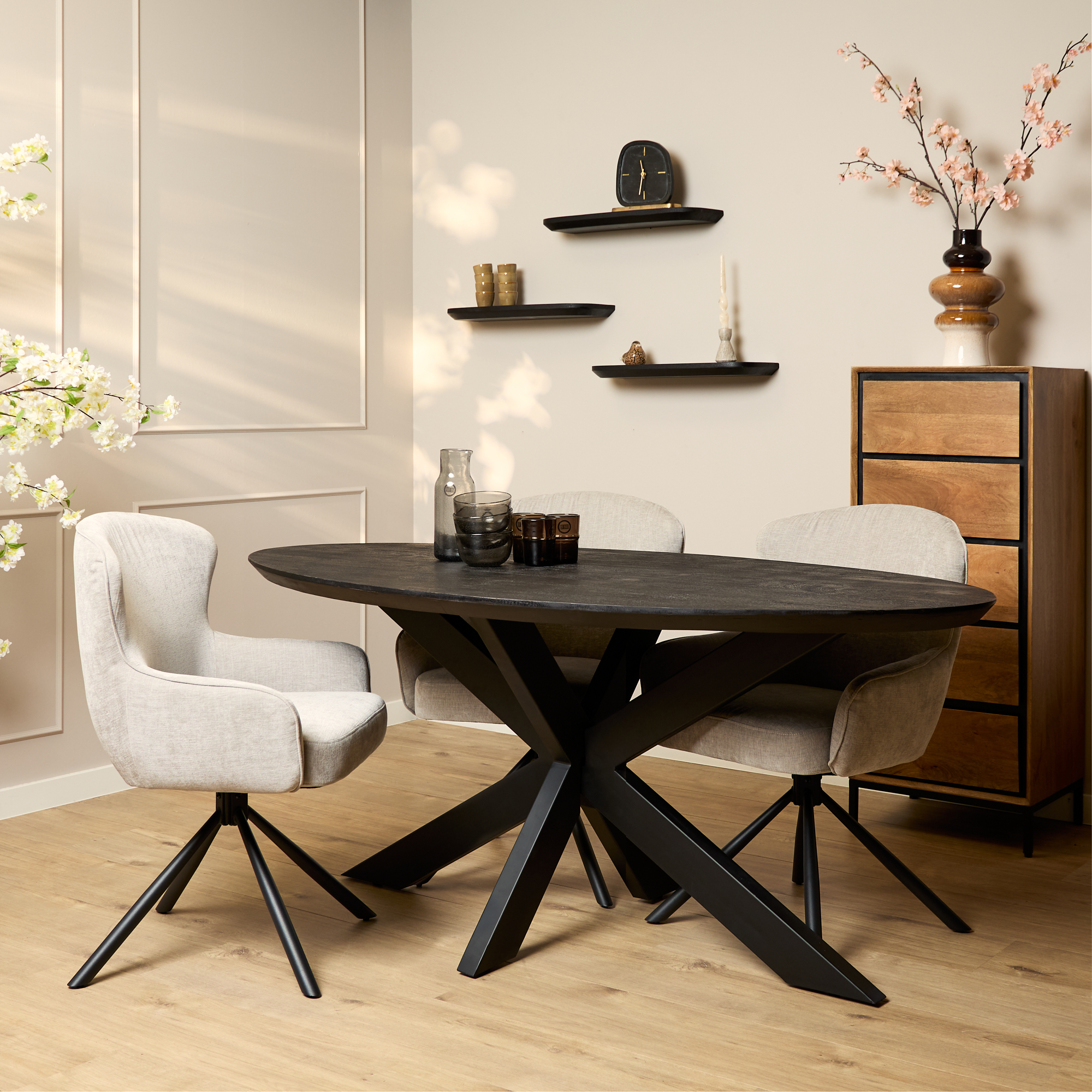 starfurn eettafel brandy - ovaal - 180cm - zwart - Afbeelding 2