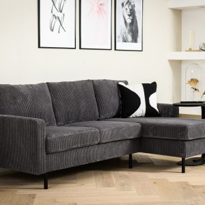 qnus wonen 3-zitsbank - chaise longue rechts - antraciet
