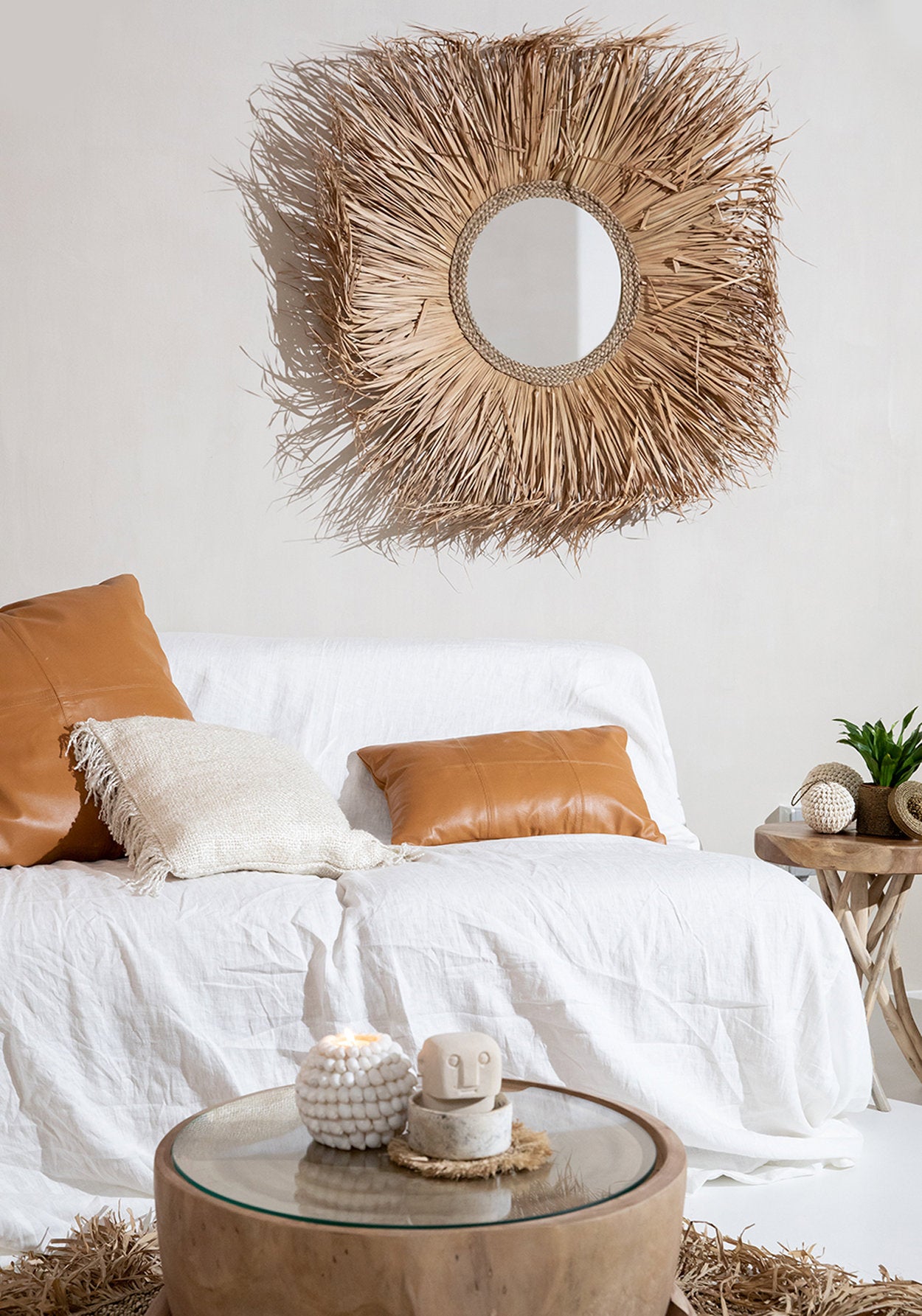 bazar bizar vier paneel kussenhoes - leer - camel - 60x60cm - Afbeelding 6