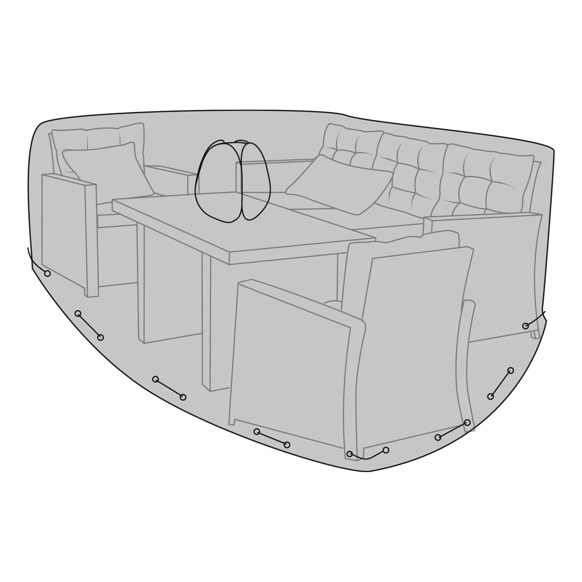house nordic tuinmeubelhoes - loungeset of bank - 180 x 210 x 95 cm - Afbeelding 2