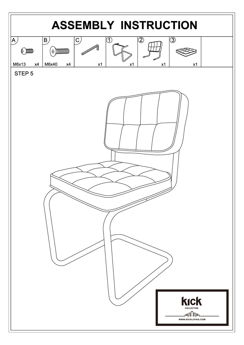 kick buisframe stoel yves - zwart - Afbeelding 15