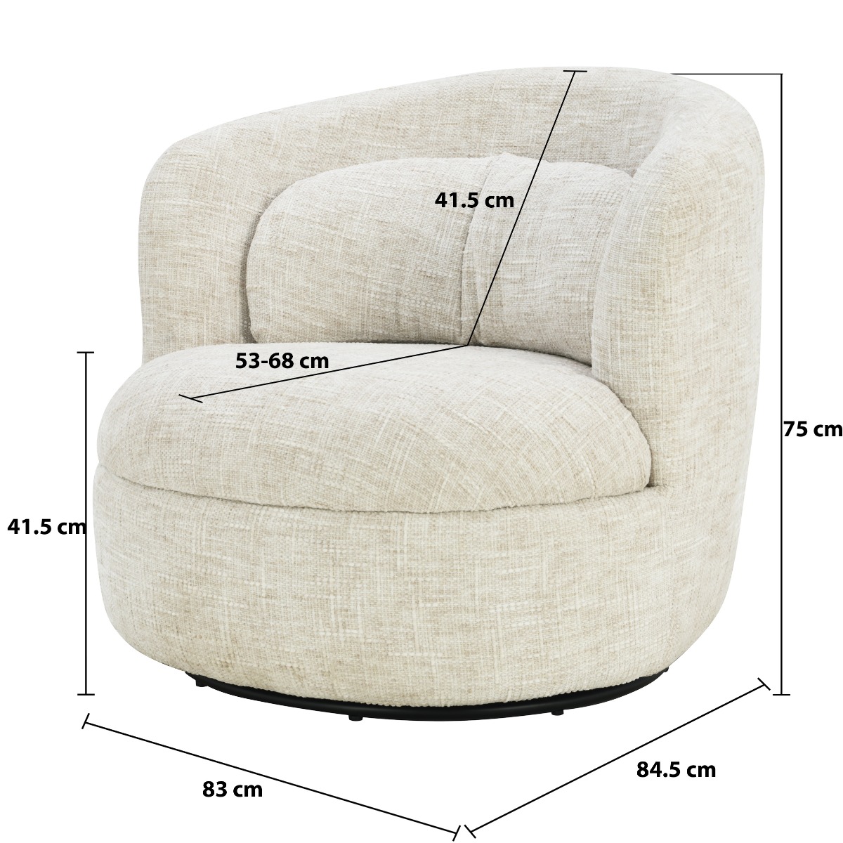 livingfurn fauteuil britt - créme - Afbeelding 8